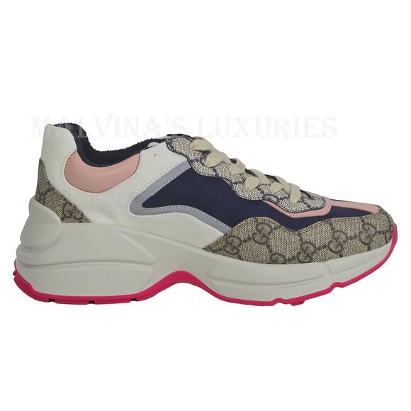 GUCCI SNEAKERS RHYTON GG LOGO MULTICOLOR CANVAS SHOES  sz 36.5 6.5 - Picture 9 of 15